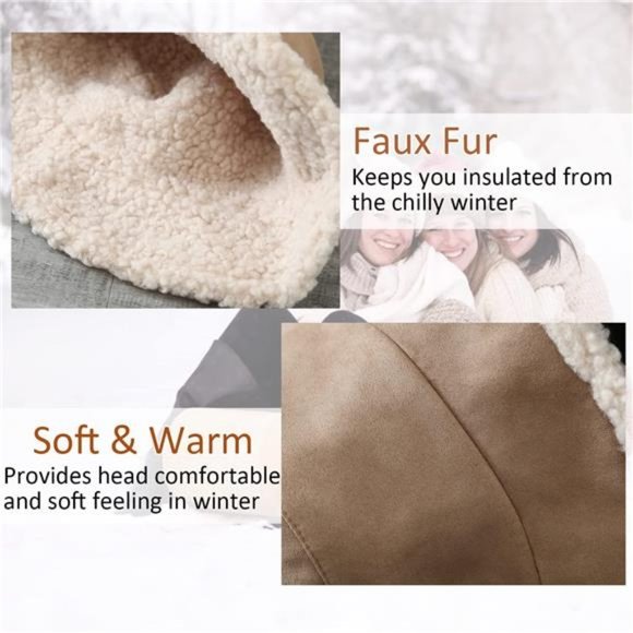 Women\'s Winter Fluffy Bucket Hat with Faux Fur Reversible Cap,  Black main image 4